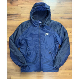 Nike Men’s Hooded Fleece Lined Windbreaker Jacket Navy Large 861788-429